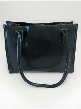 Wilsons Leather Black Smooth Leather Tote Y2K